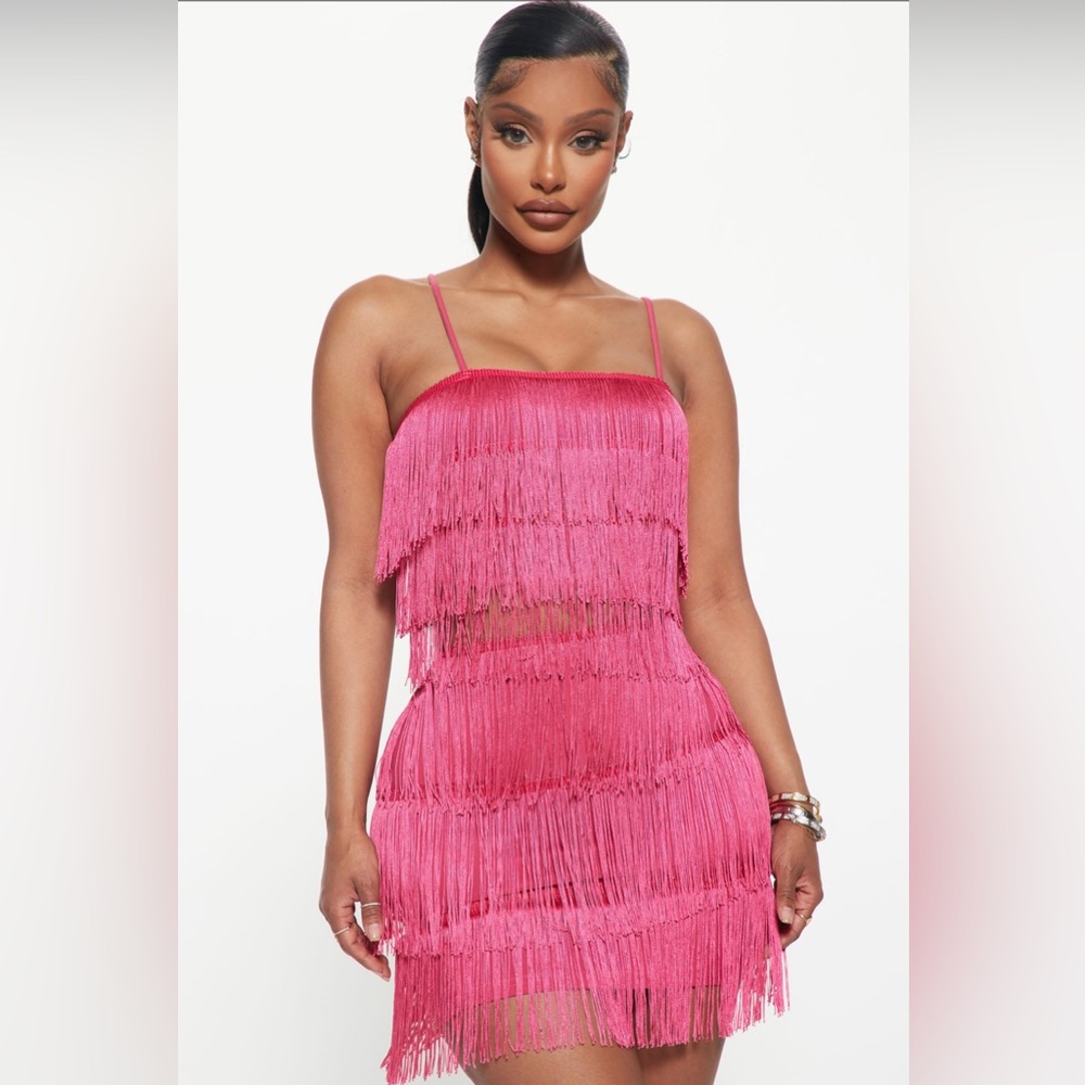 Pink Fringe Matching Skirt Set - Women’s 1X - Fashion Nova - New with Tags